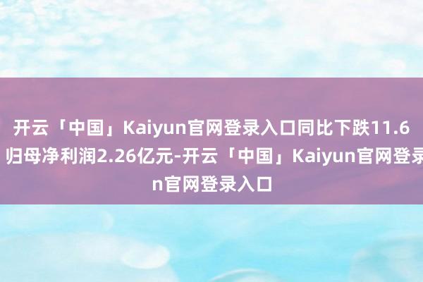开云「中国」Kaiyun官网登录入口同比下跌11.61%;归母净利润2.26亿元-开云「中国」Kaiyun官网登录入口